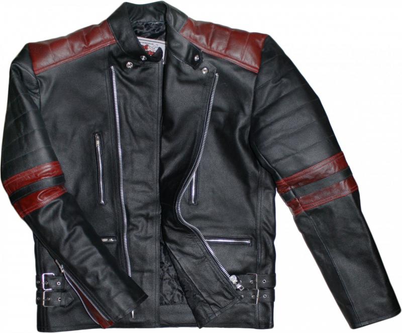 Мотоциклетно кожено яке черно и червено